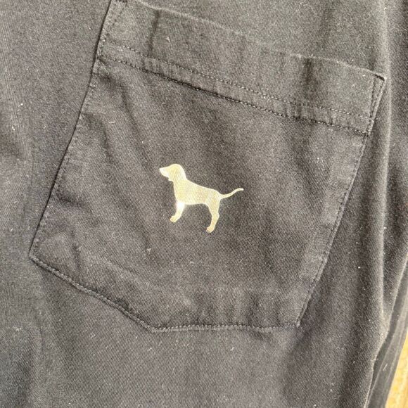 PINK Victorias Secret Black Silver Dog Sequin Bling Campus Top Large - Picture 3 of 6